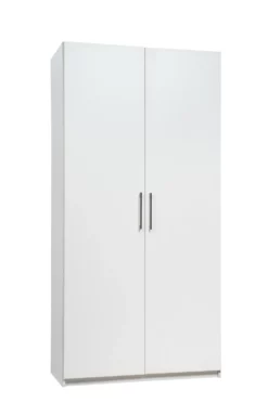 Stina Vaatekaappi 2-ovinen 100x205cm, Valkoiset Ovet