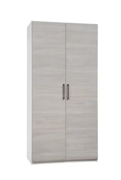 Stina Vaatekaappi 2-ovinen 100x205cm, Harmaat Ovet