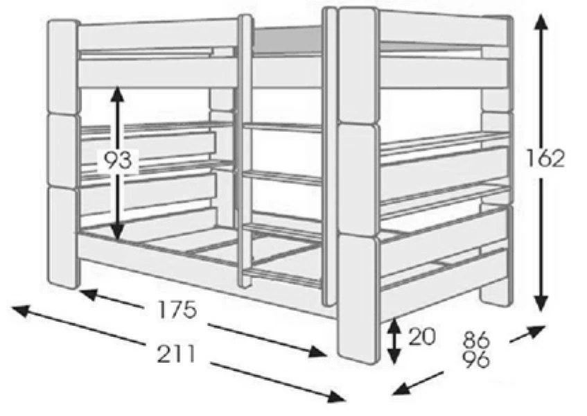 Unipuu-kerrossänky 80cm. Valkoinen. 3 Unipuu-kerrossänky 80cm. Valkoinen. - Image 3