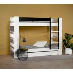 Unipuu-kerrossänky 90cm. Musta/Valkoinen.