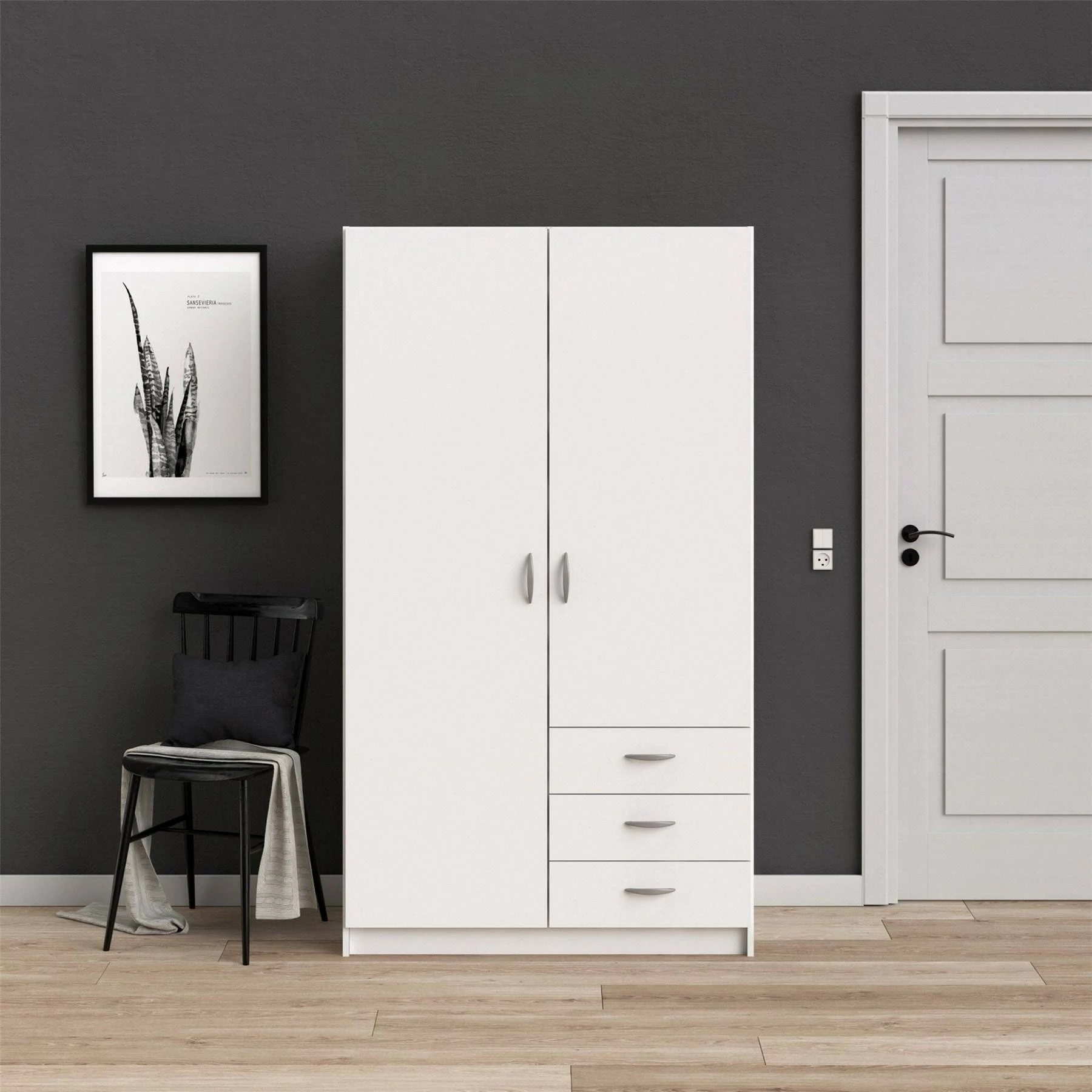 Focus Vaatekaappi Laatikoilla, Valkoinen 2 Focus Vaatekaappi Laatikoilla, Valkoinen - Image 2