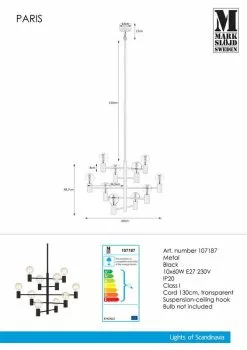 Markslöjd Paris Riippuvalaisin 10-osainen, Musta -Makuuhuone Myyntikauppa 2000130585 40 Marksl jd Paris riippuvalaisin 40 2